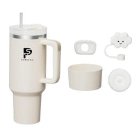 Tumbler with Handle and Straw Lid, 100% Leakproof Stainless Steel Vacuum Insulated Cup Travel Coffee Mug Water Bottle